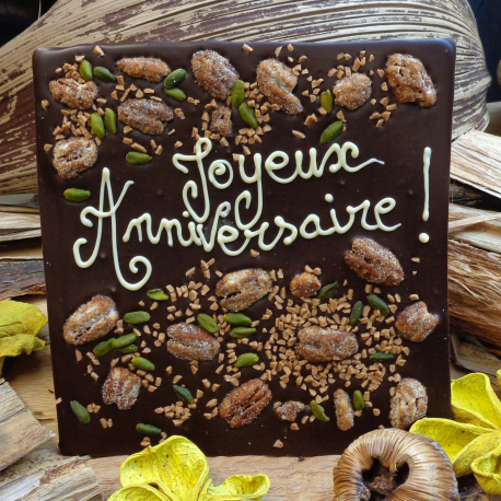 Plaque en mendiant "Joyeux Anniversaire" 