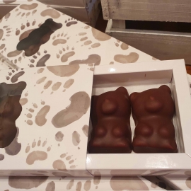 Réglette d'oursons guimauve vanille enrobée de chocolat